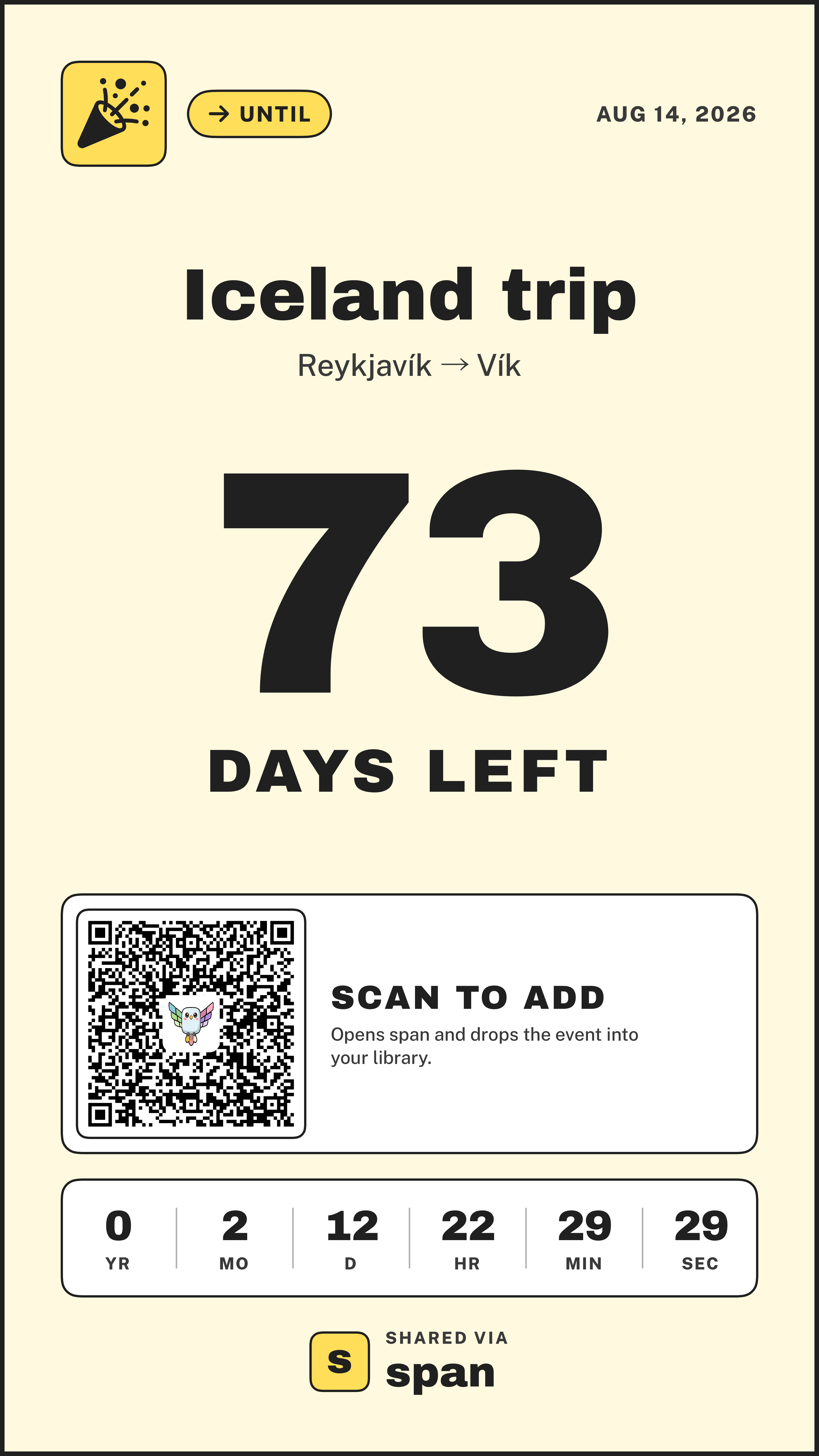 Generated share card for the Iceland trip event